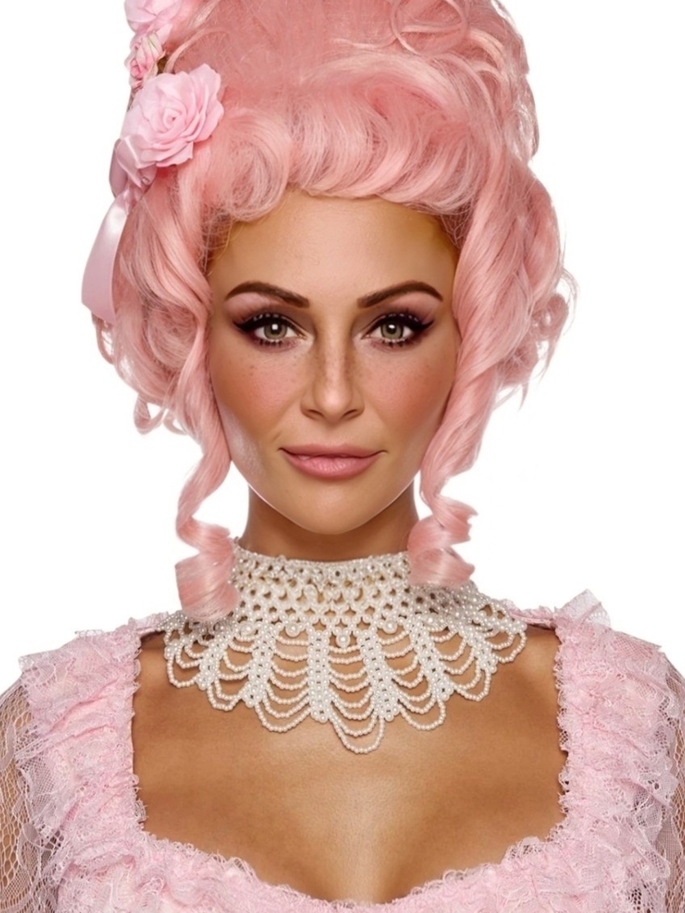 Marie Antoinette Wig "They'll Eat Cake" Light Pink Costume Flowers Cosplay Wig